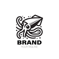 Squid Logo. Squid Logo Design. Squid Logo Brand. Squid Logo Vector Design Isolated on White Background