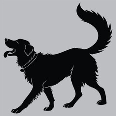 a golden retriever wagging its tail silhouette vector design art and illustration