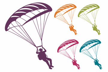 set of Zipline Silhouette vector illustration