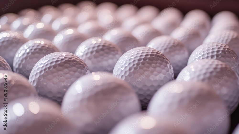 Aufkleber A series of white golf balls are arranged in a precise pattern, reflecting soft light and highlighting their textured dimples, emphasizing uniformity and focus