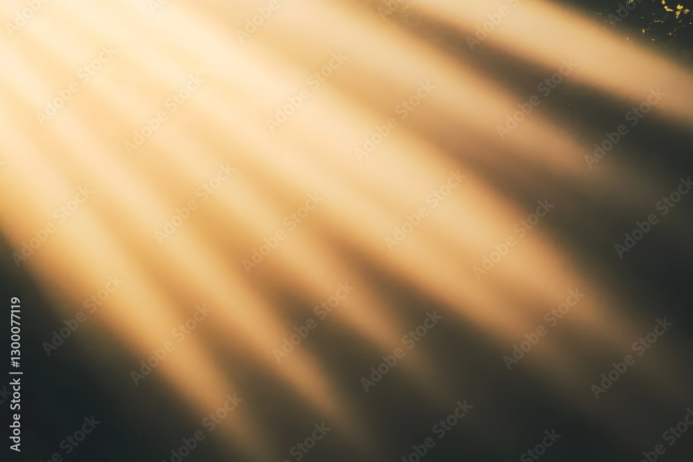 Poster soft golden sun rays pierce through a deep black background, producing a captivating radiant effect 