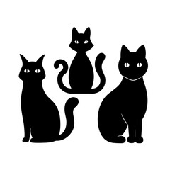 set of cat icons of silhouette black  illustration isolated on a transparent background