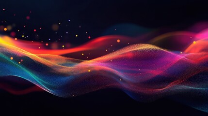 Obraz premium Vibrant Abstract Wave of Colorful Light Particles in Motion