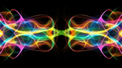 Vibrant Abstract Light Trails and Kaleidoscopic Patterns in Digital Art