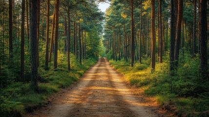 Fototapeta premium Path Through Majestic Pine Woodland