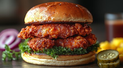 Nashville deep-fried hot chicken sandwich