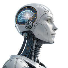 Fototapeta premium AI Artificial Intelligence Robot Head isolated on a transparent background