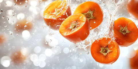 Vibrant and Juicy Kumquats in a Refreshing Water Splash, Showcasing Their Citrus Freshness and Bright Natural Colors

