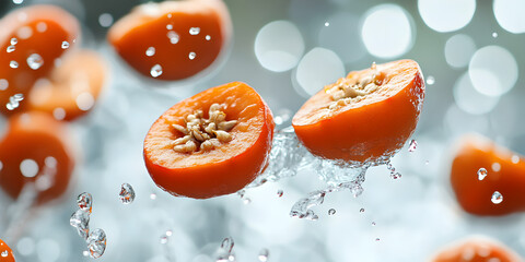 Vibrant and Juicy Kumquats in a Refreshing Water Splash, Showcasing Their Citrus Freshness and Bright Natural Colors

