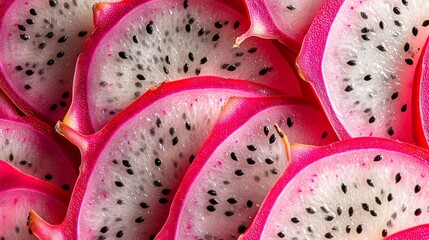 Close-Up of Dragon Fruit Slice - Detailed Texture and Vibrant Colors