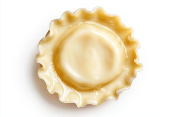 Obraz premium Delicious traditional single raviolo pasta showcasing artisan craftsmanship on bright white background
