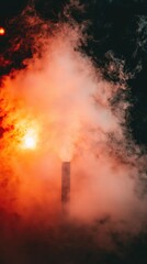 Smokestack sunset industrial pollution atmospheric haze