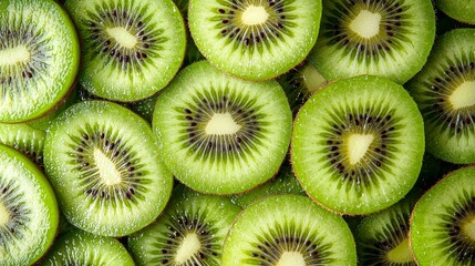 Vibrant Kiwi Slices as a Textured Background - Fresh and Colorful Display