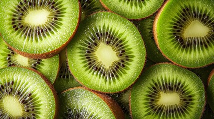 Vibrant Kiwi Slices as a Textured Background - Fresh and Colorful Display