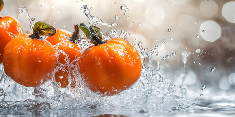 Vibrant and Juicy Kumquats in a Refreshing Water Splash, Showcasing Their Citrus Freshness and Bright Natural Colors

