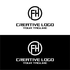 creative letter logo fh design vector