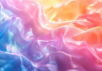 Obraz premium Abstract Colorful Fabric Texture with Vibrant Pastel Shades and Soft Illumination Creating a Dreamy and Playful Atmosphere for Creative Projects