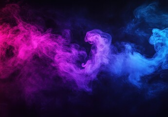 Abstract colorful smoke swirling in shades of pink and blue against a dark background, creating an artistic and dynamic visual effect for backgrounds or design projects
