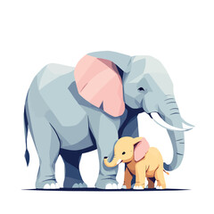 Mother elephant protecting its baby elephant calf with its trunk