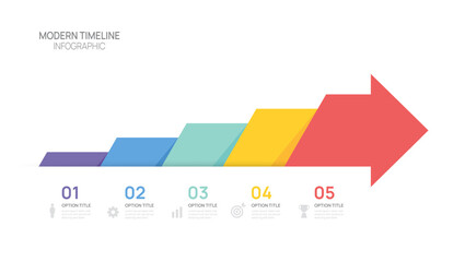 Infographics arrow symbol timeline business 5 steps to success template. © Feelplus Creator
