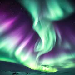 A breathtaking view of the northern lights swirling in the night sky.