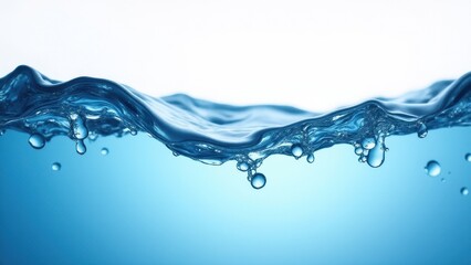 A close-up view of water with droplets and waves, symbolizing fluidity and purity.