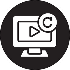 copyrighted video glyph icon