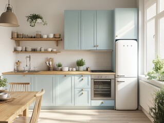 A light and bright kitchen featuring modern style and design