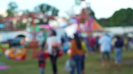Abstract blurred people enjoy outdoor carnival recreation festival colorful background