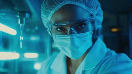 A female scientist works in a laboratory setting
