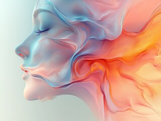Abstract Portrait of a Woman: Dreamlike Serenity in Flowing Colors, Celebrating Strength and Grace on International Women's Day, a Vision of Hope and Beauty