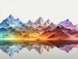 Obraz premium Vibrant mountain range reflecting in serene water, artistic landscape