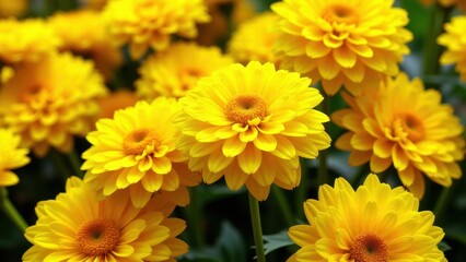 Fototapeta premium A vibrant cluster of yellow mums in full bloom.
