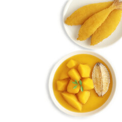 Mango Chutney with Fried Fish - Sweet and tangy mango chutney made from ripe mangoes, sugar, and vinegar, paired