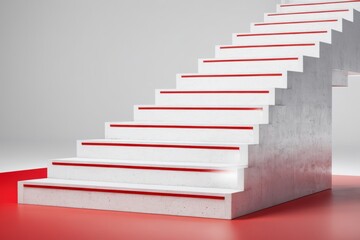 Red carpet staircase leading upward as a symbol of success and achievement