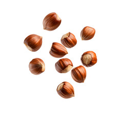 A group of fresh hazelnuts with a brown glossy surface, rich in healthy fats.