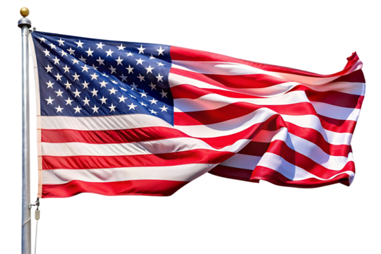 american flag waving isolated on transparent background