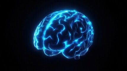 Futuristic Glowing Brain Illustration Showcasing Digital Technology and Neuroscience Concepts