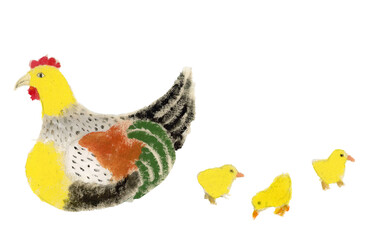 めんどりと三匹のひよこ