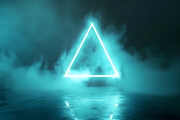 Glowing Triangle in Fog Reflecting on Water - Abstract Scene