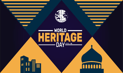 World Heritage Day. Holiday concept. suitable for placard, background,Greeting Card, Poster design template with text inscription, standard Social Media Post.