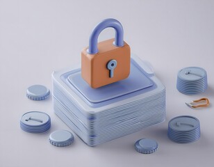 Obraz premium Financial inclusion, economy and technology : 3D icon of Cybersecurity in finance, AI-driven fraud prevention, digital economy.