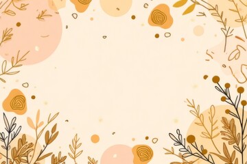 Warm floral background with hand-drawn botanical elements. Cozy, inviting design perfect for invitations, cards, and autumn themes.