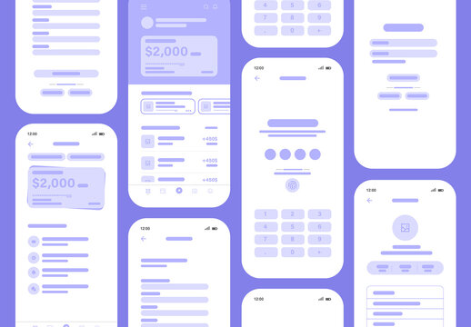 Finance Management Mobile App UX Wireframe Design Layout