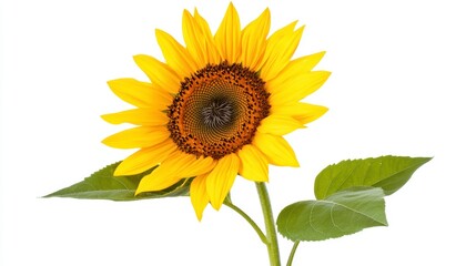 Vibrant Yellow Sunflower Isolated on White Background