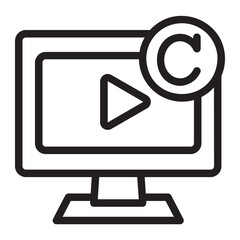 copyrighted video line icon