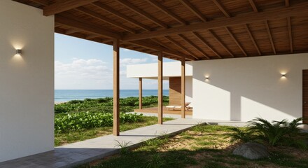 architectural free standing houses, place on big parallel pieces of land with space and greenery between them