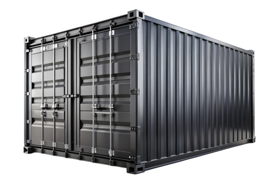 black cargo container on transparent background