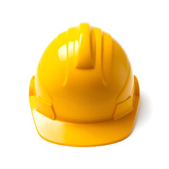 Yellow hard hat representing workplace safety on white background