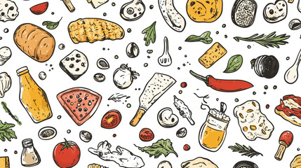 Vector illustration of various vegetables on white background
